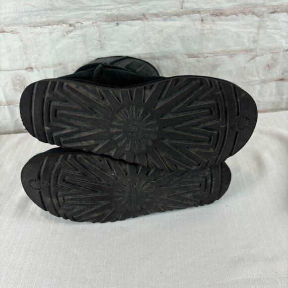 UGG Girl's Women's 6 Black Classic Short Sparkle Suede Glitter Boots - Picture 9 of 9